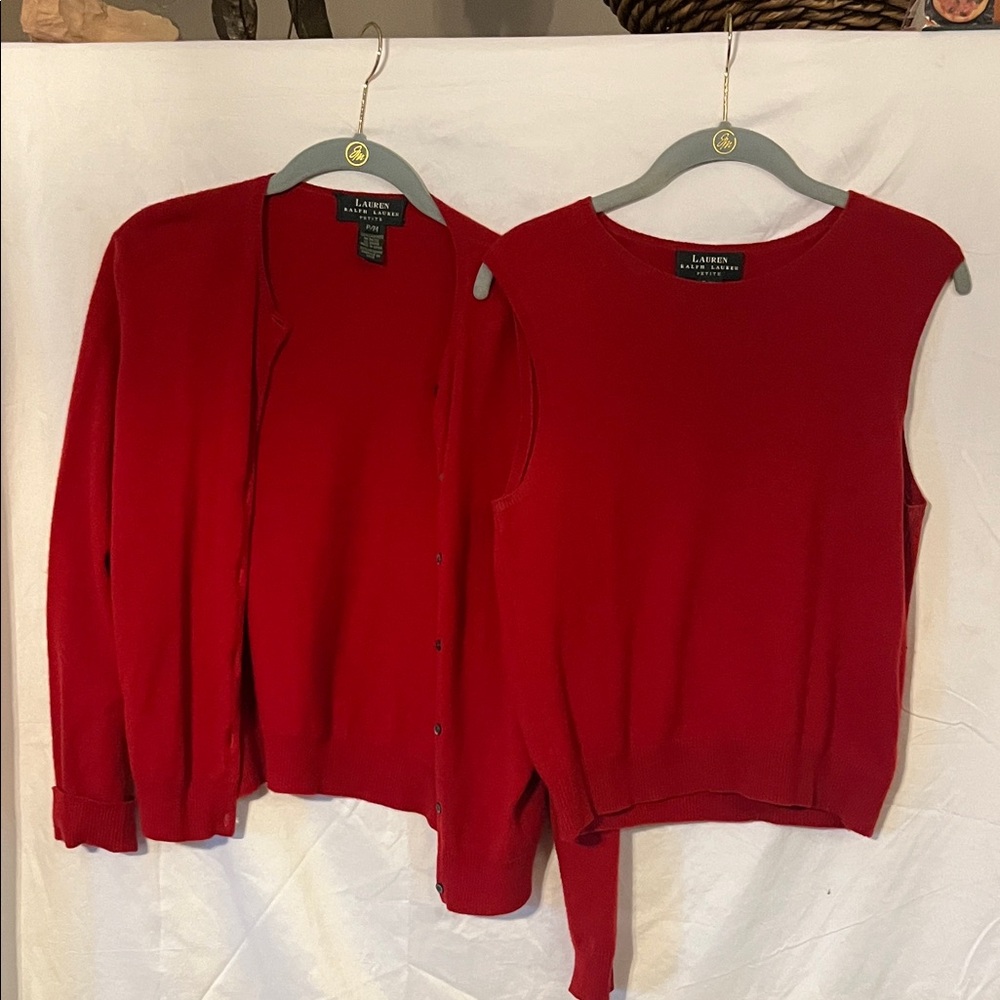 Ralph Lauren Red Cardigan and Sweater Set